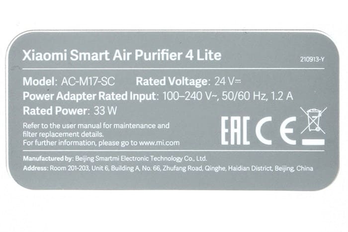 Máy lọc không khí Xiaomi Smart Air Purifier 4 Lite EU&nbsp;(BHR5274GL)